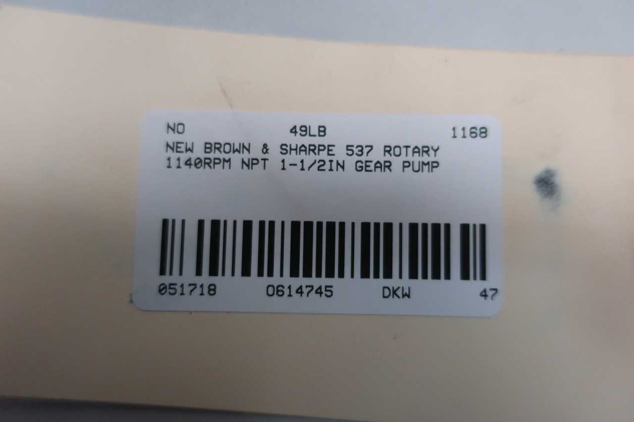 BROWN & SHARPE 537 GEAR PUMP - GEAR PUMP