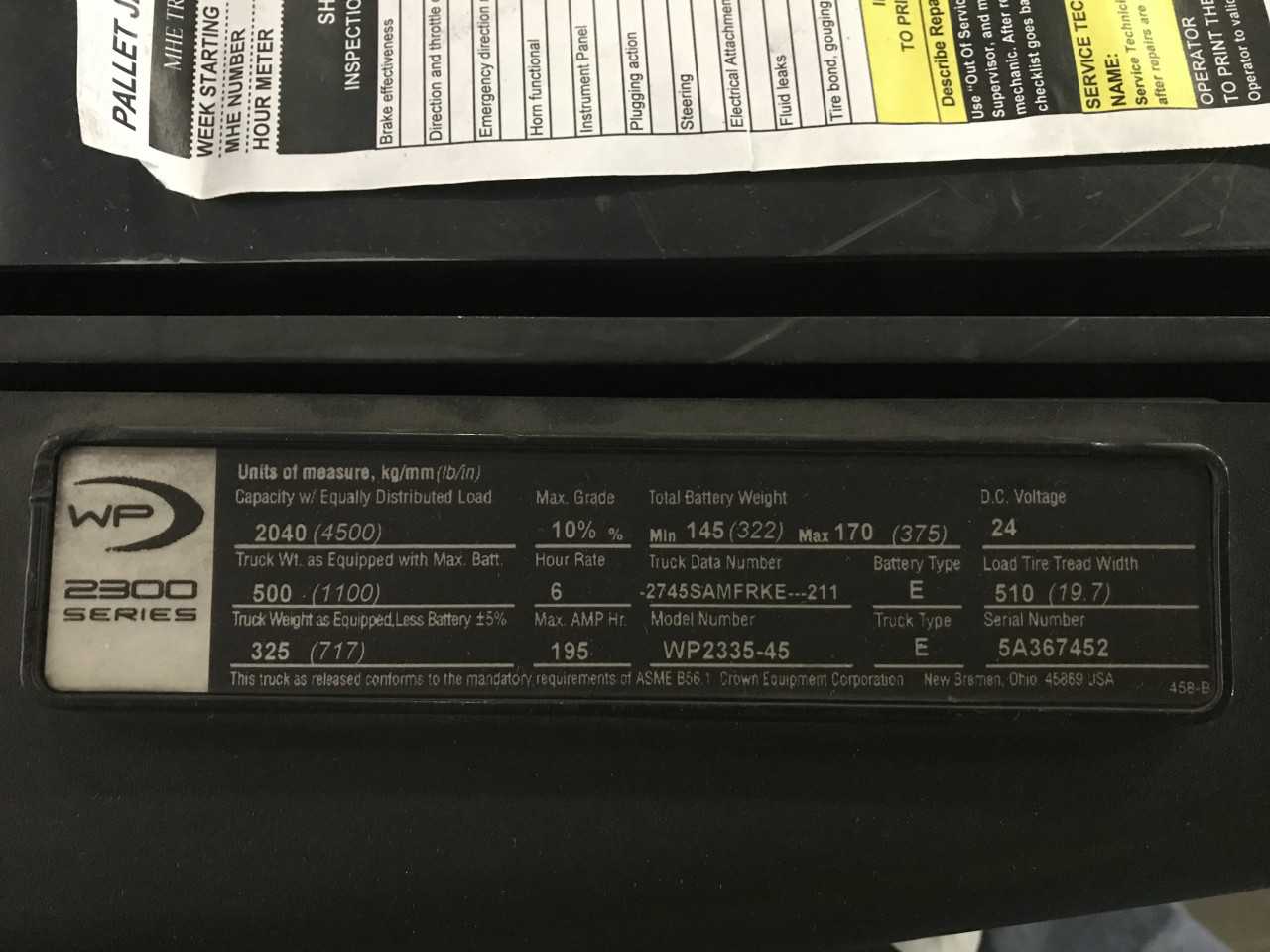 2008 Crown WP2335-45 walkie pallet jack, Las Vegas, NV - MANUAL PALLET JACKS