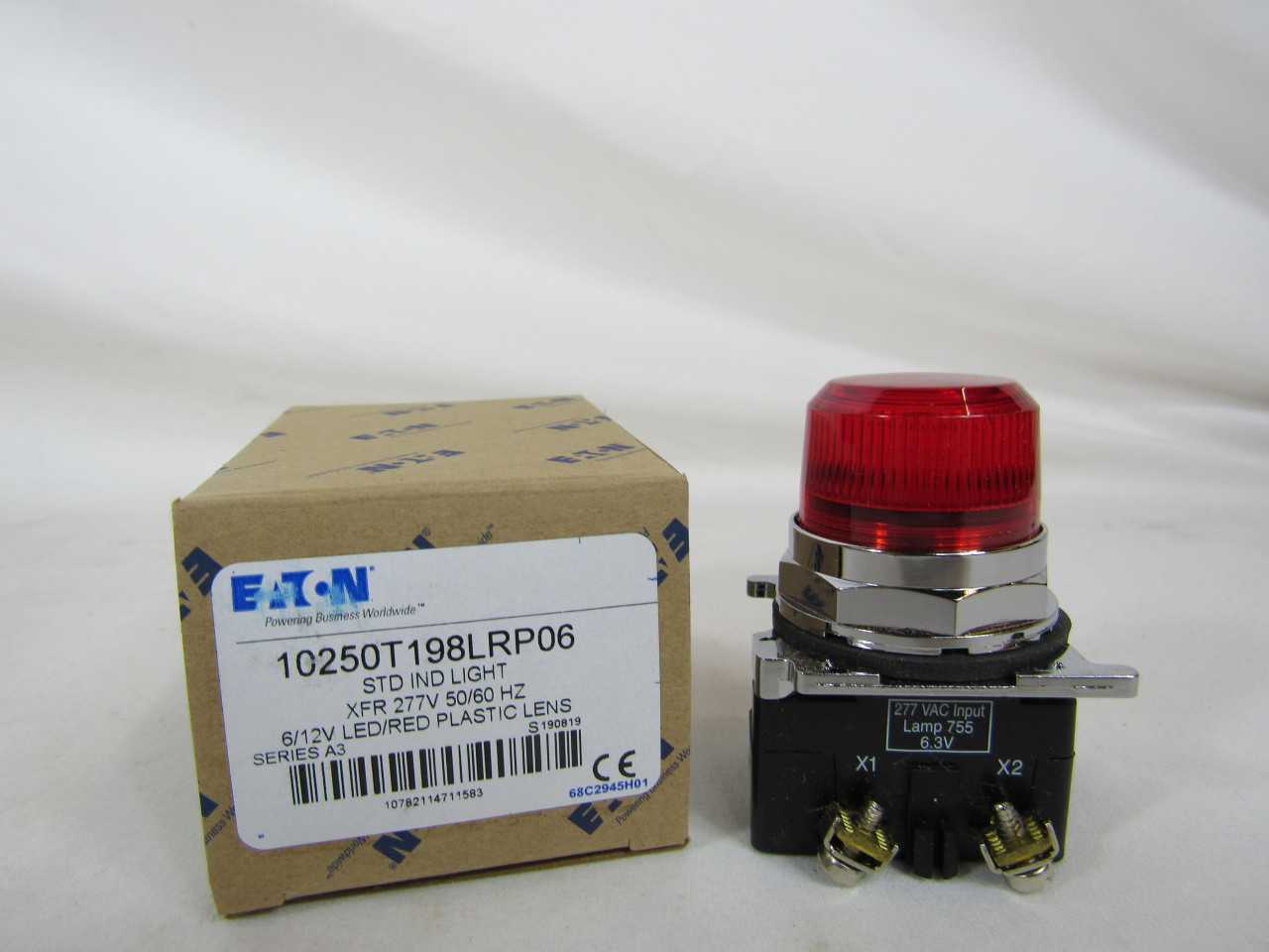 Quantity of 12 New Surplus Eaton 10250T198LRP06 Indicating Light LED Lamp 277V Red - LIGHTING