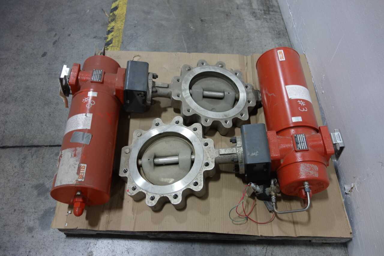 LOT OF 2 VANESSA PNEUMATIC STAINLESS 150 STAINLESS LUGGED 10IN BUTTERFLY VALVES - BUTTERFLY VALVE
