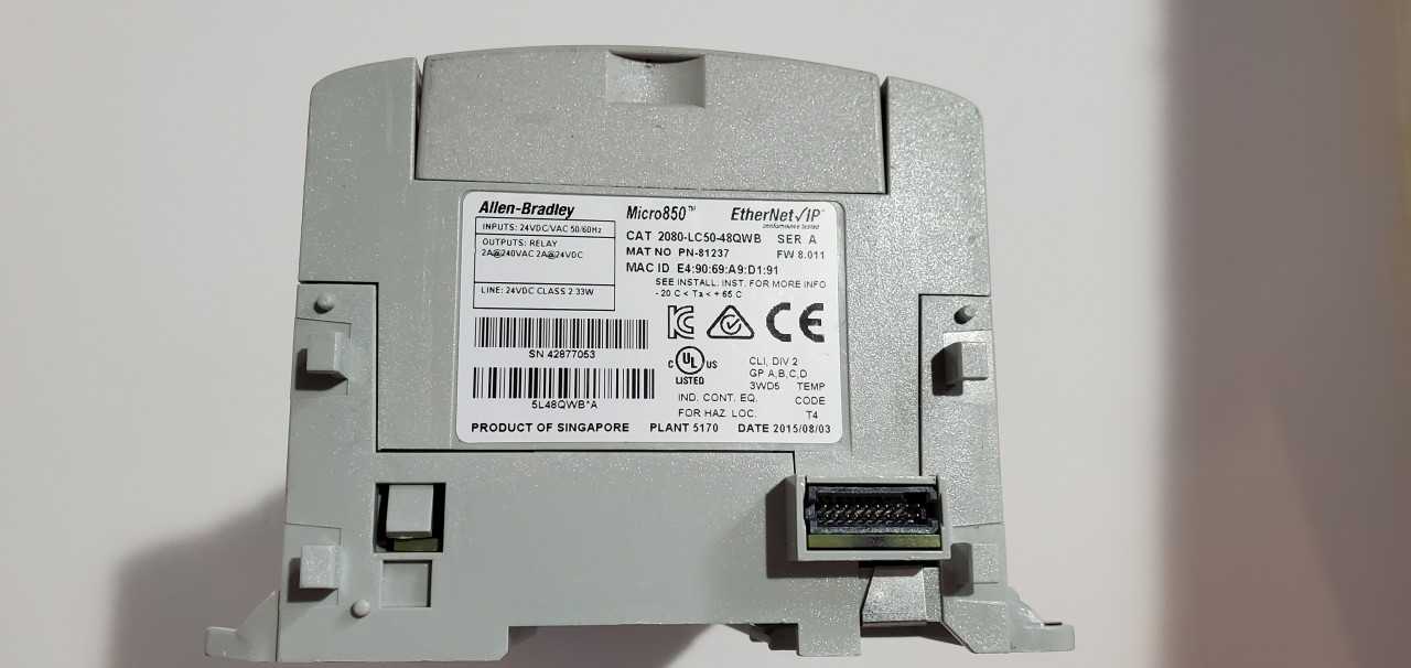 Allen Bradley Micro 850 2080-LC50-48QWB PLC - AUTOMATION & CONTROLS