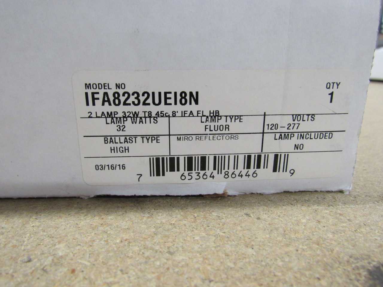 Atlas IFA8232UEI8N Lighting Fixture Fluor 120-277VAC 32 Watts - LIGHTING
