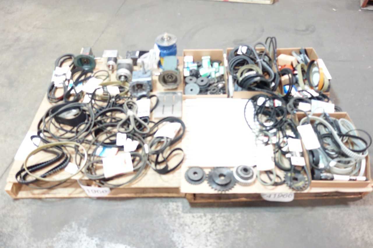 2 PALLETS OF ASSORTED GEAR MOTORS, BELTS, SPROCKETS, ROLLER BEARINGS- MARTIN, TIGEAR, BROWNING - BEARINGS 2 PALLETS OF ASSORTED GEAR MOTORS, BELTS, SPROCKETS, ROLLER BEARINGS- MARTIN, TIGEAR, BROWNING - BEARINGS