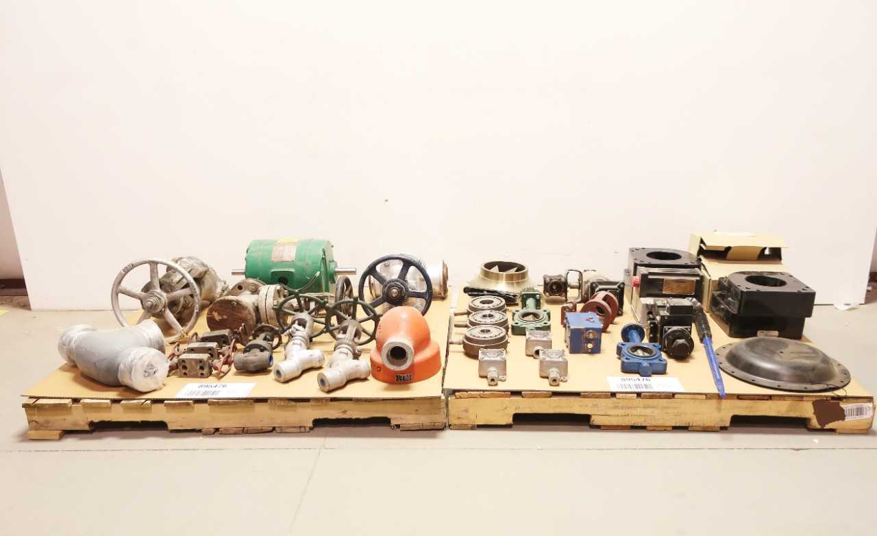 2 PALLETS OF VALVES, ELECTRICAL, PUMP PARTS - ELECTRICAL COMPONENTS