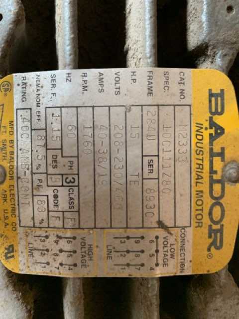 15 HP 1800 RPM 284U Frame Baldor Motor - ELECTRIC MOTORS