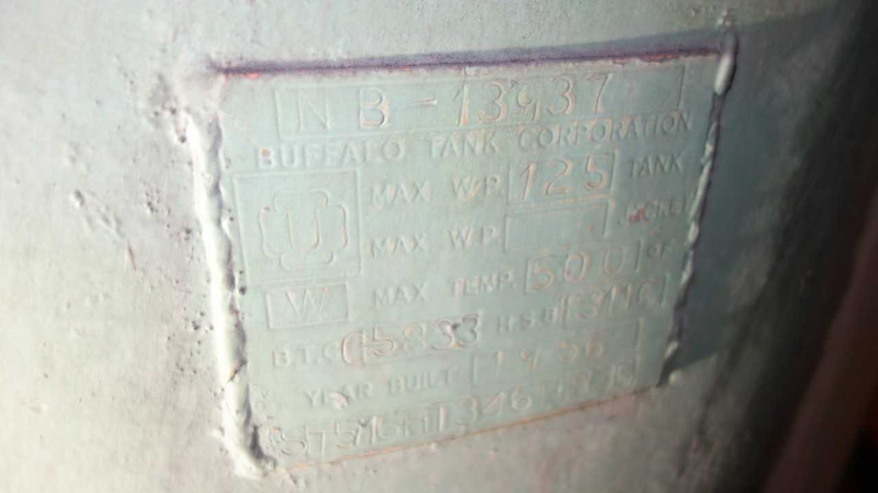 BUFFALO TANK NB-13937 125PSI STEEL TANK - PROCESS EQUIPMENT