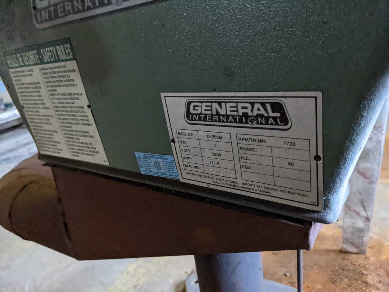 GENERAL 15-200M 20" VERTICAL DISC SANDER - GRINDING MACHINES
