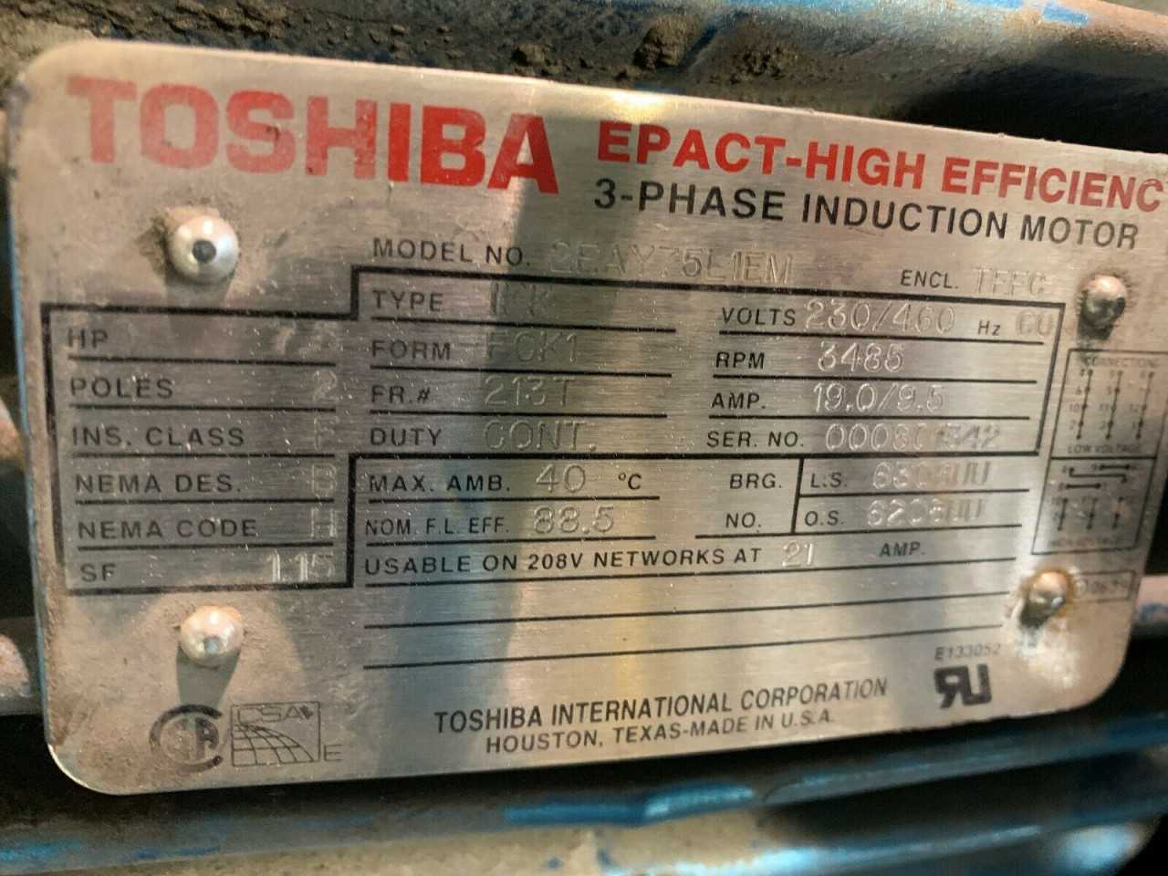 USED HOFFMAN CW-12 CHOPPERMAX BLOWER TOSHIBA 7.5HP MOTOR 2EAY75L1EM - BLOWER FAN