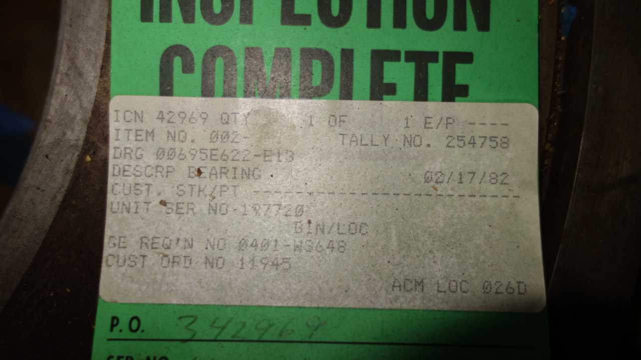 GE 695E622EX-013 TURBINE BEARING - BEARINGS