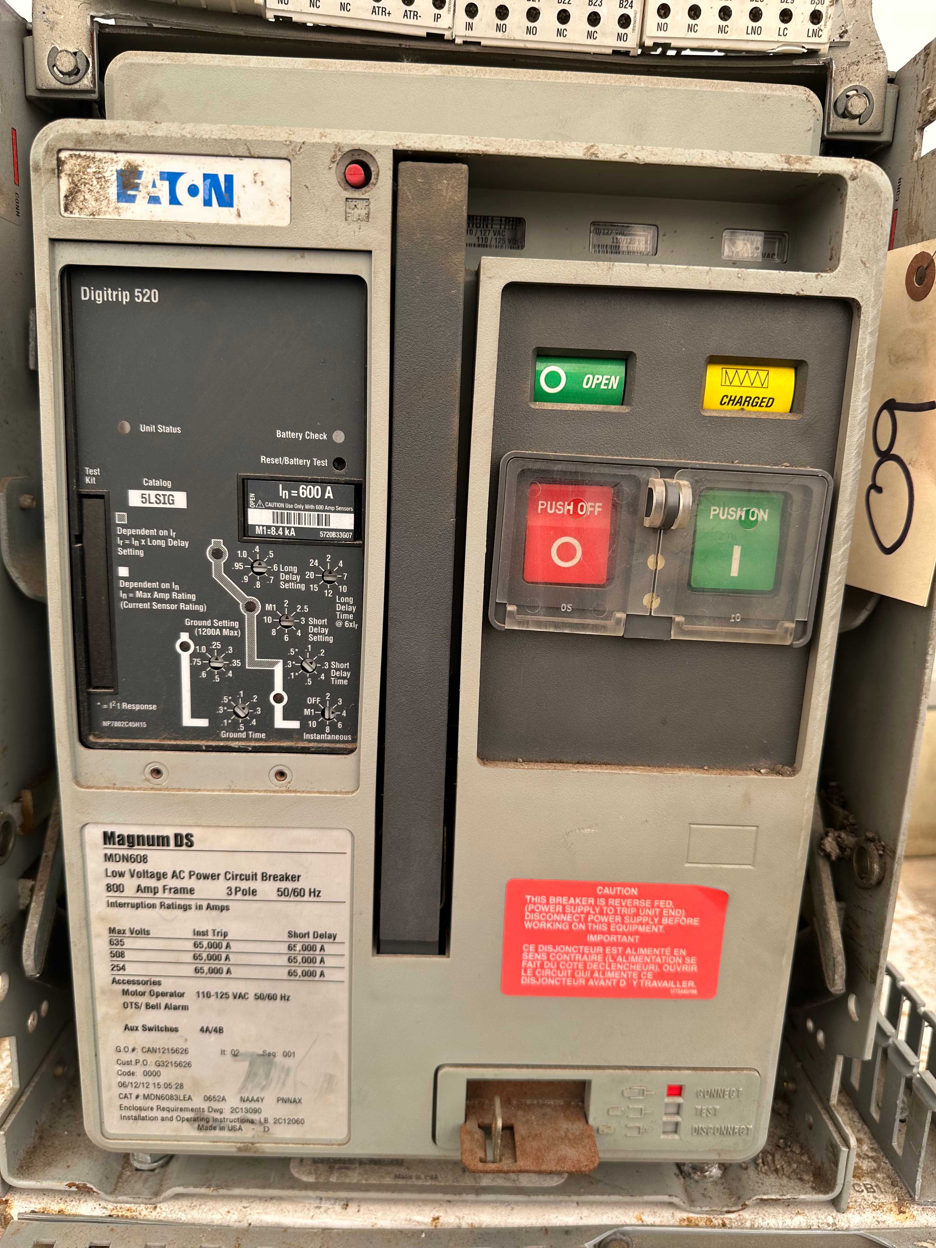 EATON MDN608 MAGNUM DS LOW VOLTAGE AC POWER CIRCUIT BREAKER - CIRCUIT BREAKERS