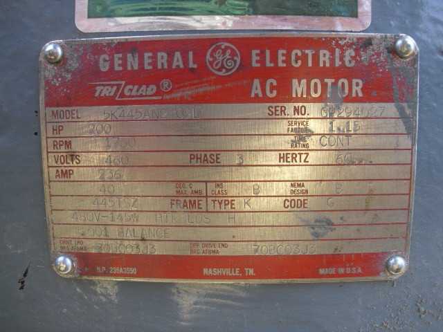 200 HP 1800 RPM 445TSZ Frame GE Motor - ELECTRIC MOTORS
