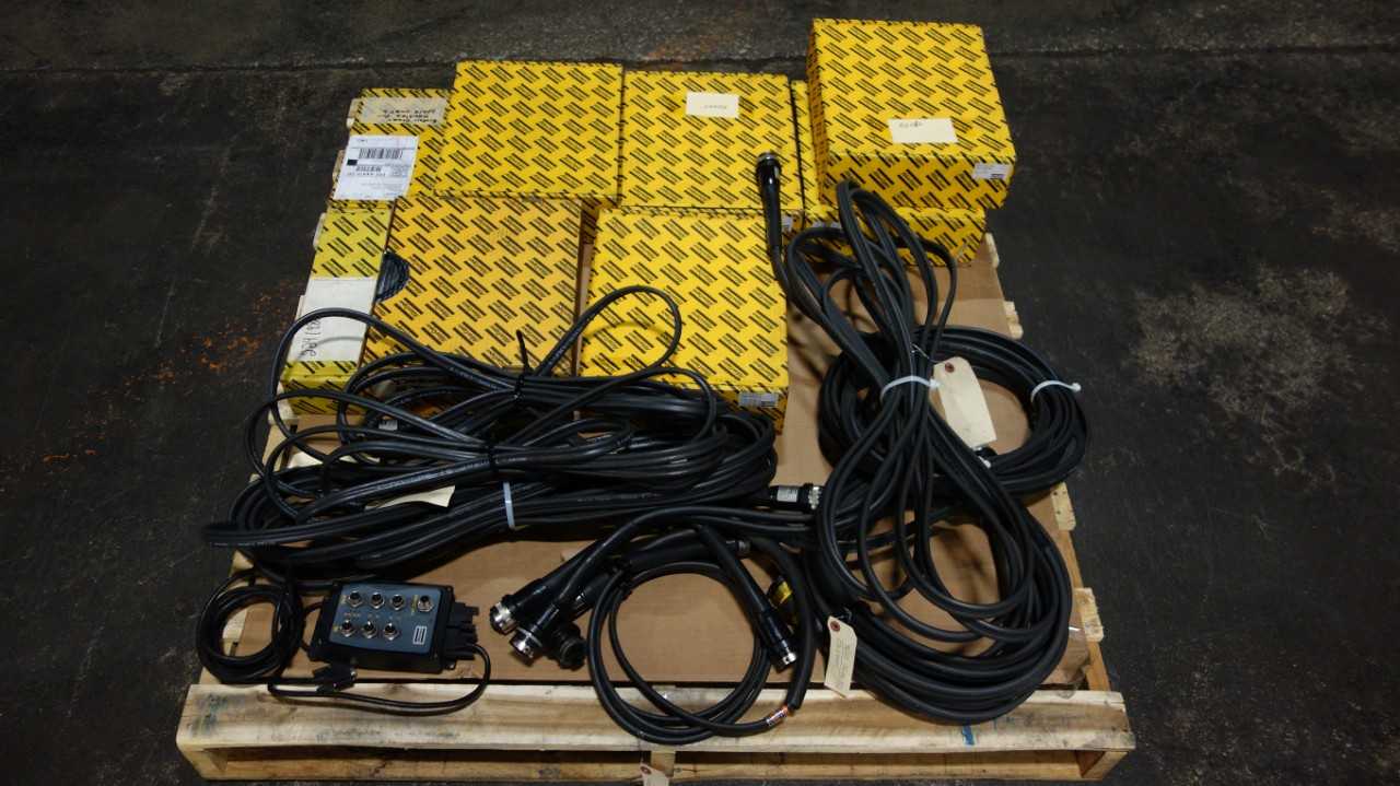 1 PALLET OF ASSORTED ATLAS COPCO TENSOR REPLACEMENT PARTS, 4220 EXTENSION CABLES, M23 EXTENSION, 8435 START HANDLE, 8435 HOIST CONTROL, 8433 EXPANDER - ELECTRIC POWER TOOLS