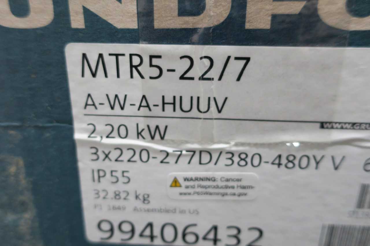 GRUNDFOS MTR5-22/7 A-W-A-HUUV IMMERSION PUMP, 2.2 KW, 380-480V-AC - PUMPS