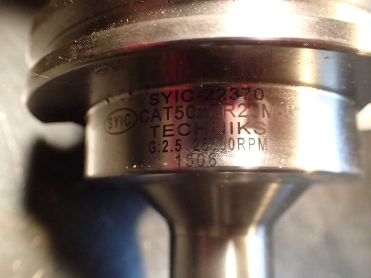 Techniks SYIC CAT50xER20M-6" ER-20 Collet Chuck: 6" Extension CAT-50 Taper Shank - MACHINING ACCESSORIES & TOOLING