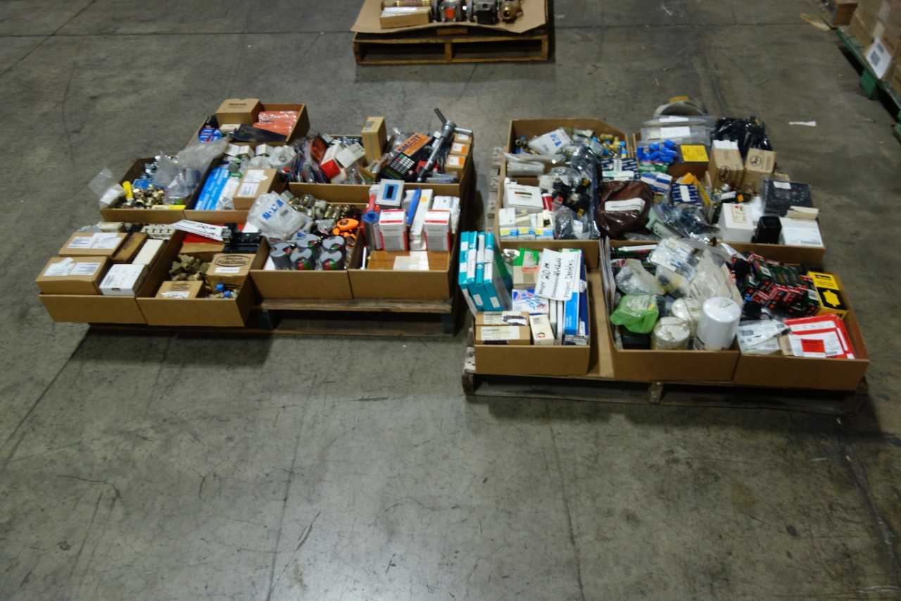 2 PALLETS OF ASSORTED MISCELLANEOUS INDUSTRIAL SURPLUS - ELECTRICAL COMPONENTS