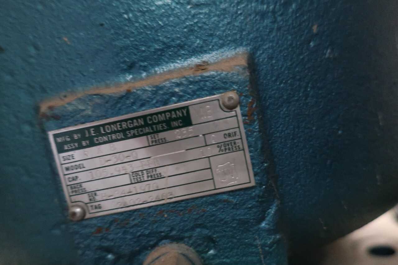 JE LONERGAN D-30-Q 6X8IN RELIEF VALVE - RELIEF VALVE