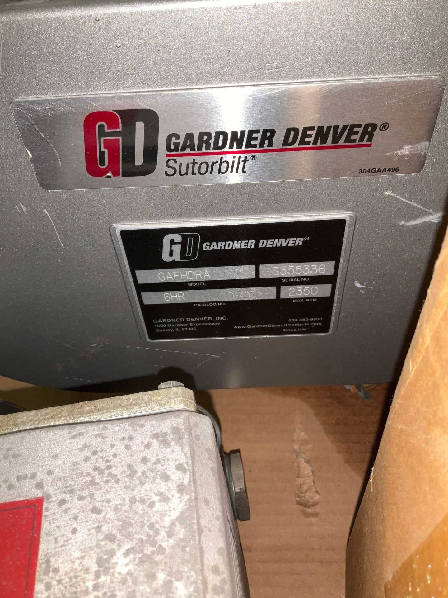 GARDNER DENVER SUTORBILT GAFHDRA ROTARY LOBE BLOWER