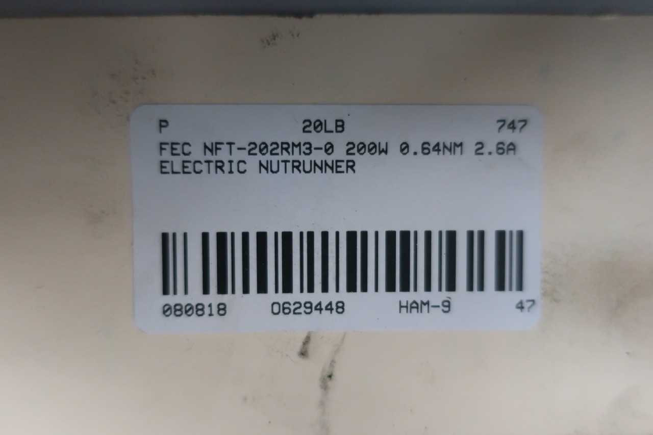 FEC NFT-202RM3-0 200W 0.64NM 2.6A ELECTRIC NUTRUNNER - ELECTRIC POWER TOOLS