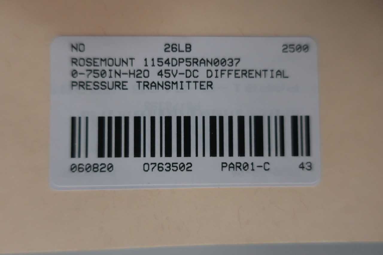 ROSEMOUNT 1154DP5RAN0037 0-750IN-H2O 45V-DC DIFFERENTIAL PRESSURE TRANSMITTER - INSTRUMENTATION