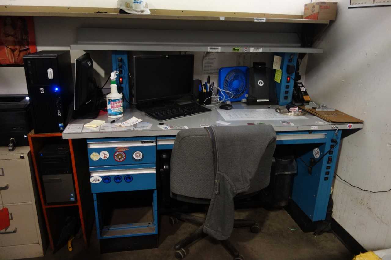 6'x30' work table with Tool Drawers and Power Supplies, no contents - PLANT & FACILITY