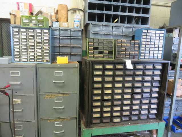 All cabinets and contents seen in pictures, ejection pins - INDUSTRIAL PARTS