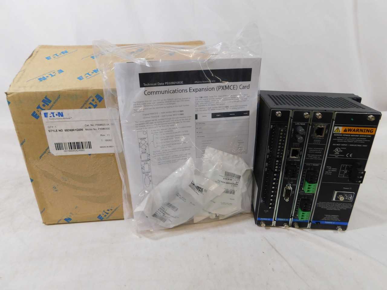 (2) Eaton PXM6051A1BB PLC Control 5A 100-240V Communications expansion card with 10/100 Base-T, 100F, RS-485, RS-232 ports 4 GB - AUTOMATION & CONTROLS