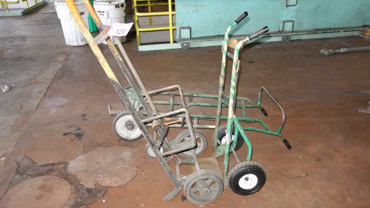 LOT OF 3 GAS CYLINDER CARTS - ROLLING CARTS
