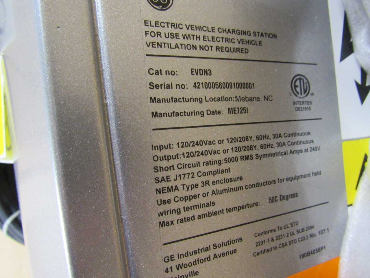 GE Electric Vehicle Charging Station. - ELECTRIC MOTORS