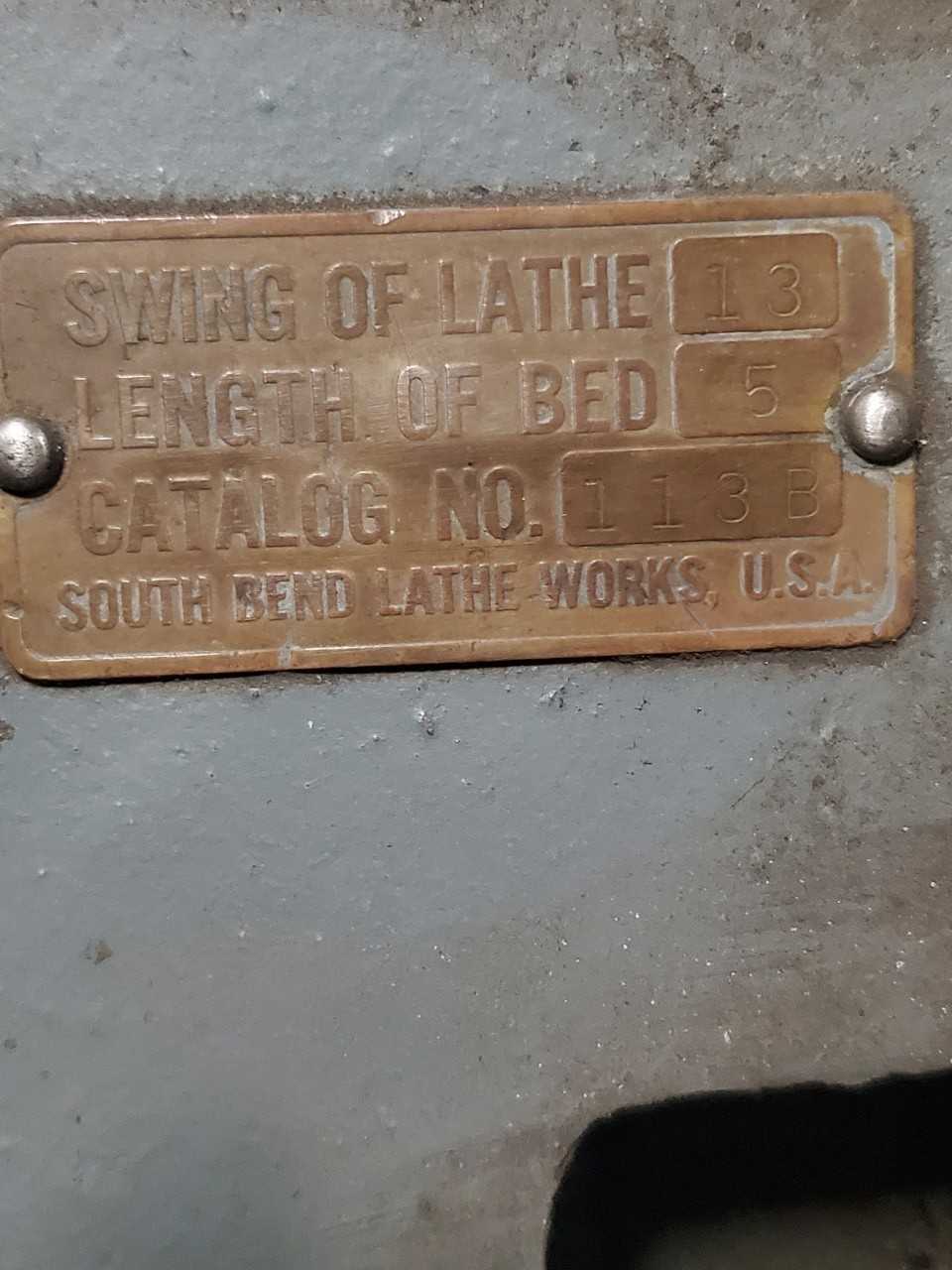 South Bend Lathe Works - 13 X 5 Cat# 113B - LATHES