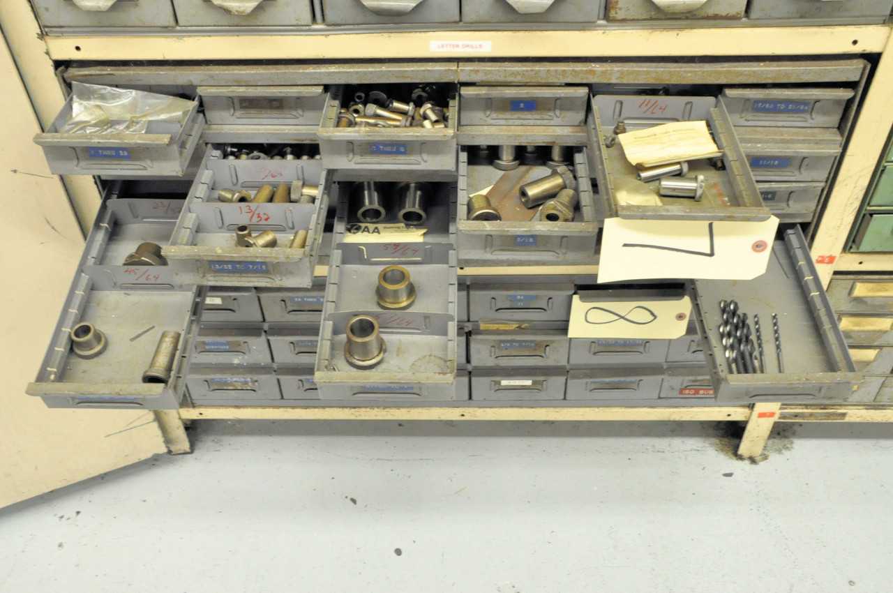 23-Drawer Bin Cabinet with Partial Drills and Bushings Contents - TOOL STORAGE