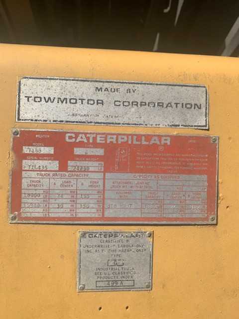 Caterpillar 18000 Lb Capacity Propane Fork Lift hard tires 156 inch lift - PLANT & FACILITY