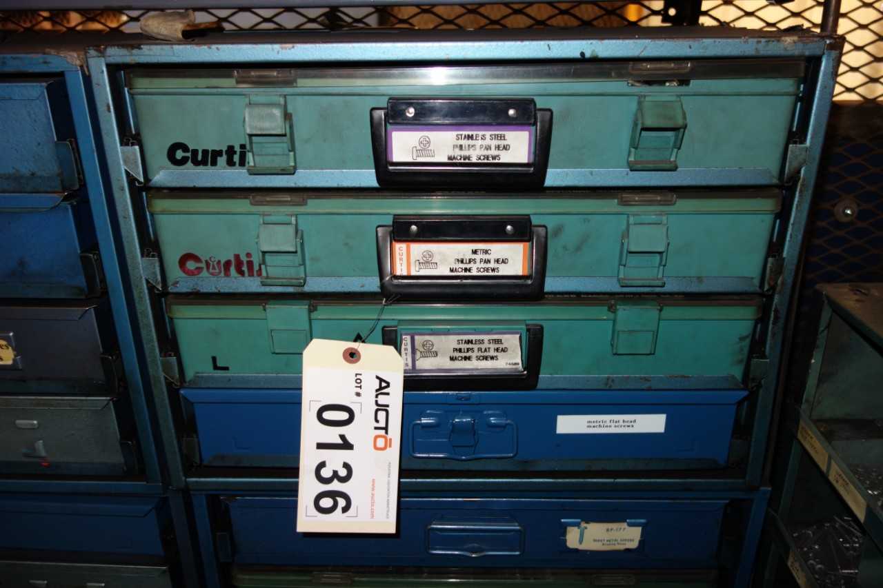 CONTENTS WITH CURTIS TOOLBOX, MACHINE SCREWS - MACHINING ACCESSORIES & TOOLING