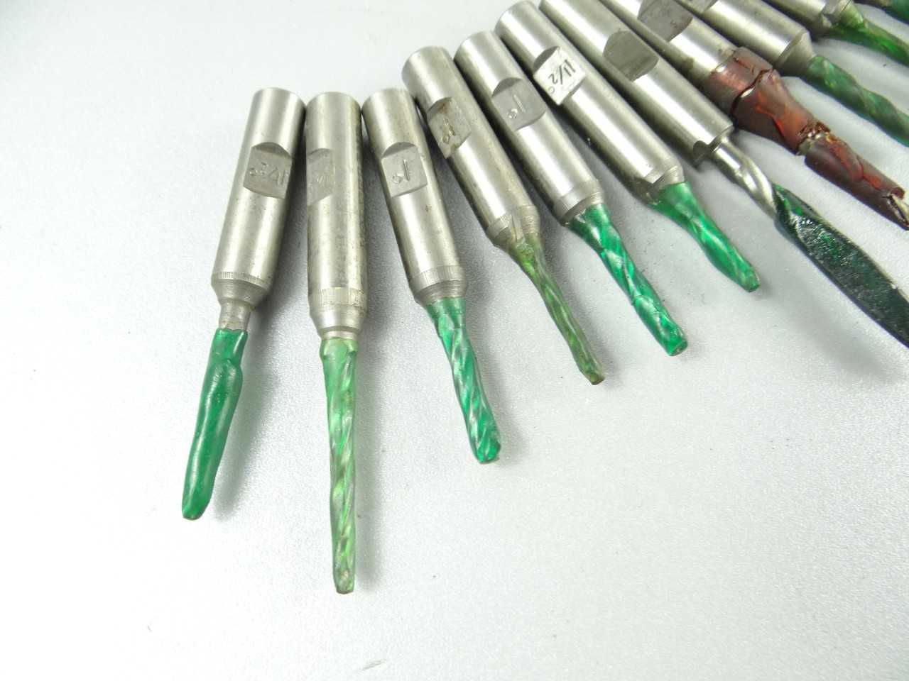 Lot of 14 Freshly Sharpened HSS Tapered End Mills - MACHINING ACCESSORIES & TOOLING