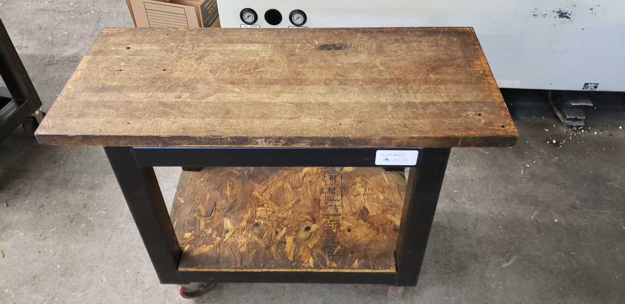 Heavy Steel Rolling cart with Wood Top 24" x 48" - ROLLING CARTS Heavy Steel Rolling cart with Wood Top 24" x 48" - ROLLING CARTS