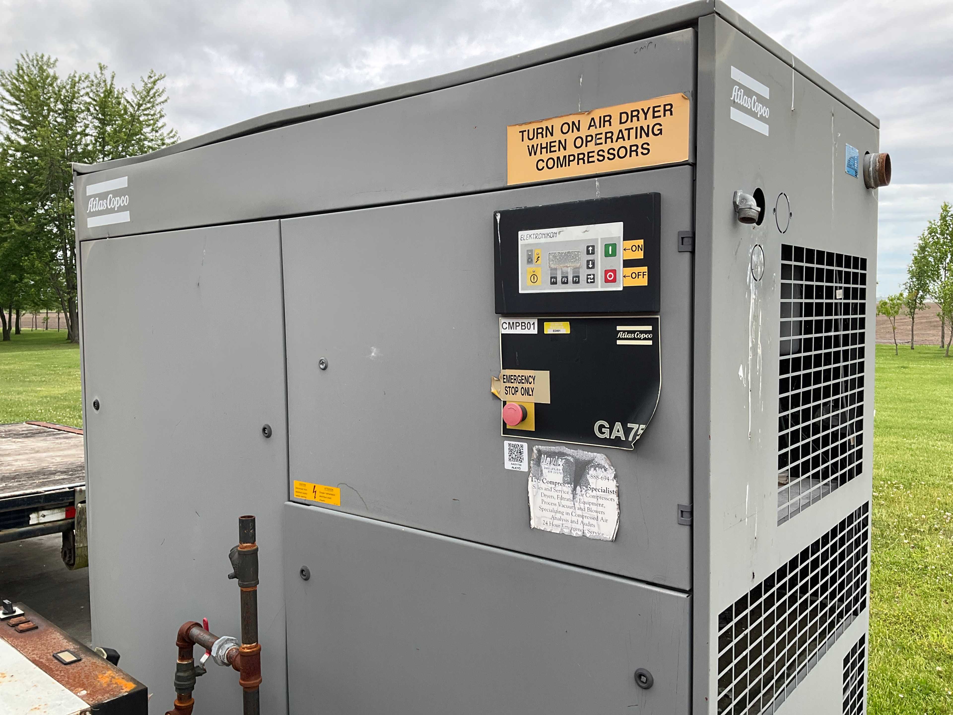 ATLAS COPCO GA75 STATIONARY AIR COMPRESSOR - STATIONARY AIR COMPRESSOR