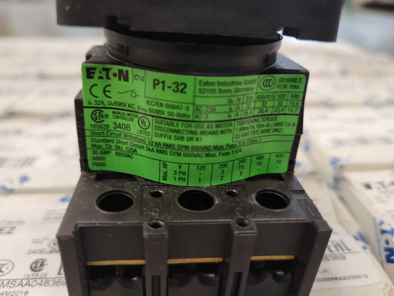 [Eaton - 280QTY] "P1-32/EZ" 3P 32A On/Off Rotary Switch - ELECTRICAL COMPONENTS