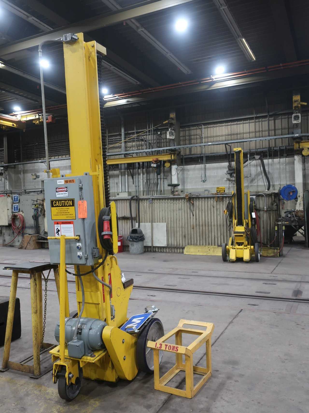 Lot of 2 35 ton portable rail jacks, 6' lift, 230/460V-AC - ELECTRIC MOTORS