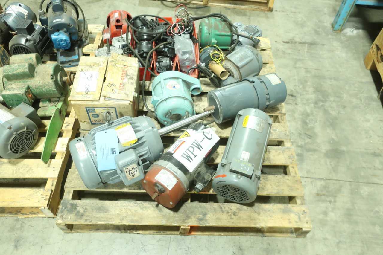 2 PALLETS OF ASSORTED ELECTRIC MOTORS 1/400HP-2HP GE WEG - MISCELLANEOUS