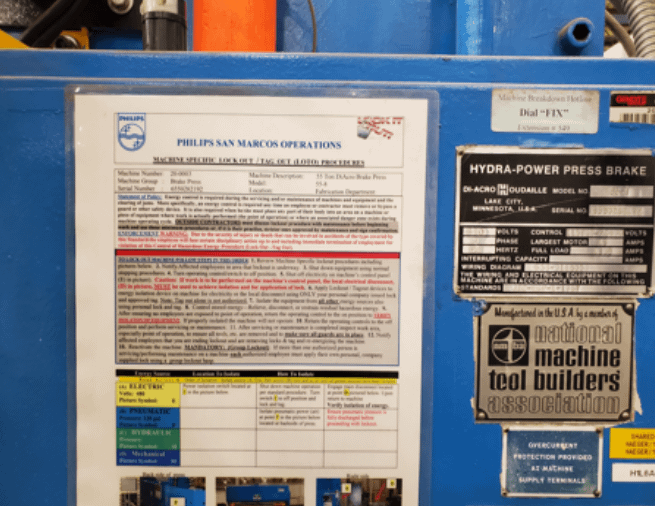 DiAcro 55-B 55 Ton Brake Press - PRESSES