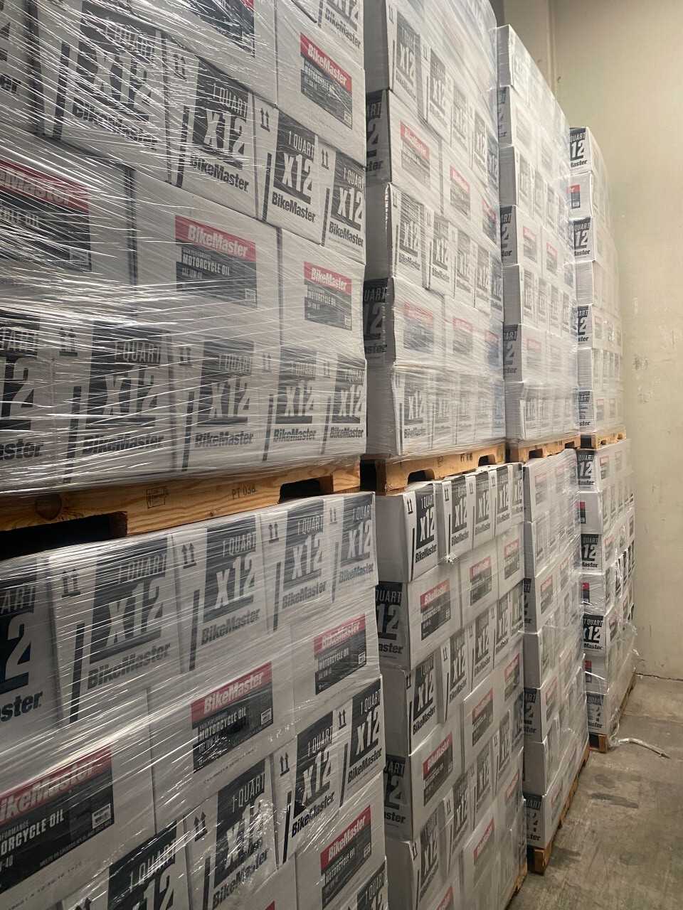 Lot of 2000 Cases of BikeMaster High Performance 10W-40 Motorcycle Oil - PALLET JACKS