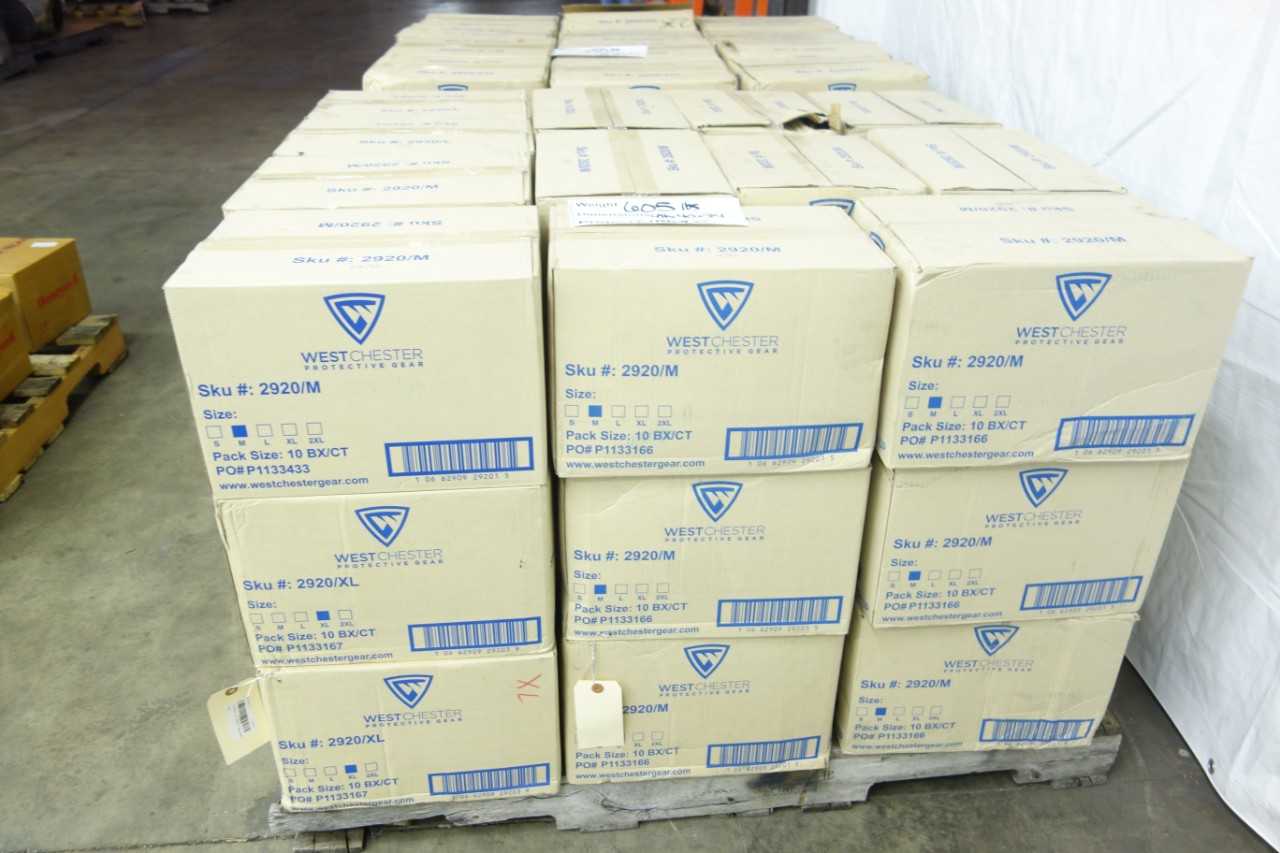 2 PALLETS OF VARIOUS SIZE WEST CHESTER NITRILE DISPOSABLE GLOVES - LAB & SCIENTIFIC