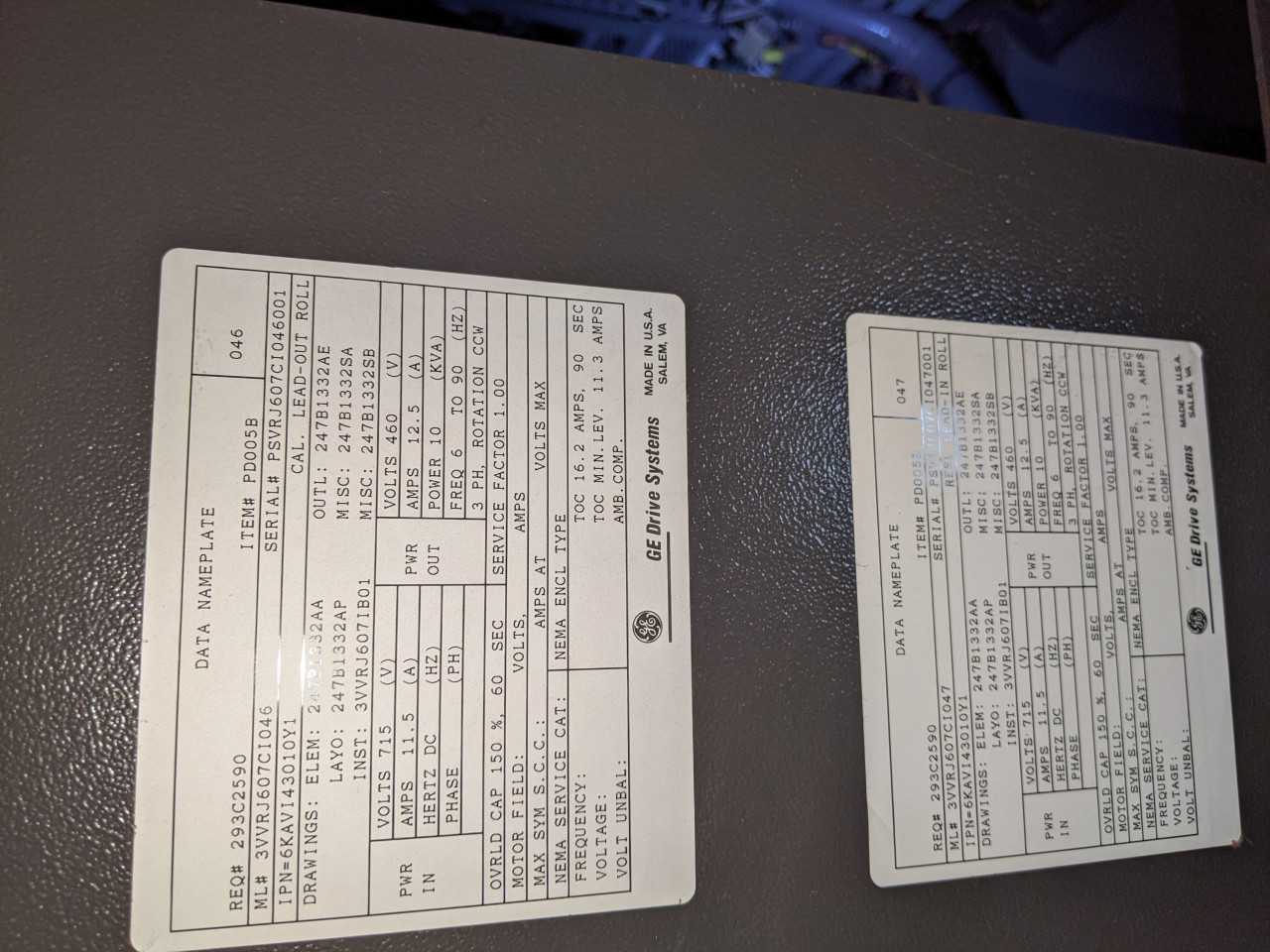 GE INNOVATION SERIES 3VVRJ607CI040 LV AC DRIVE CABINET - MOTOR DRIVES