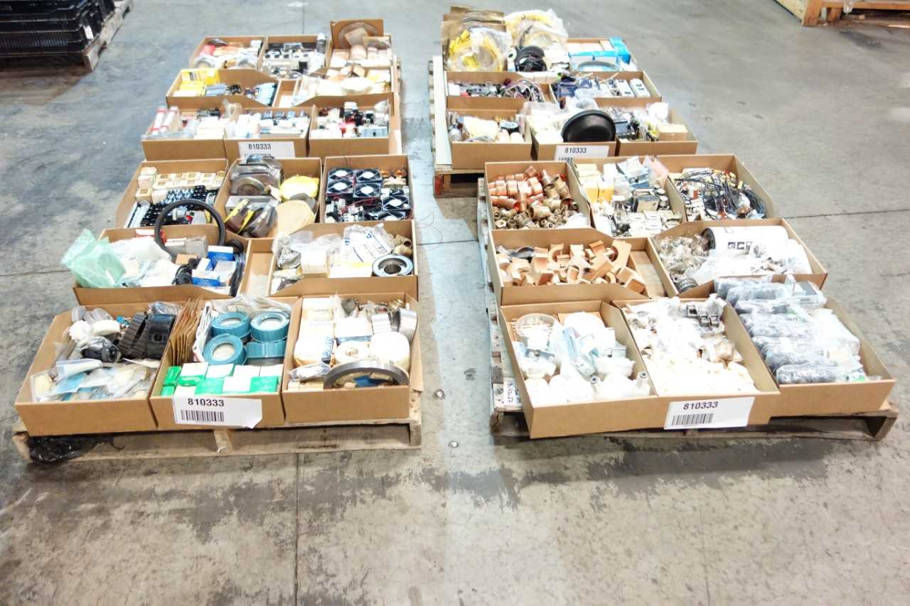 4 PALLETS OF ASSORTED MISCELLANEOUS INDUSTRIAL SURPLUS - ELECTRICAL COMPONENTS
