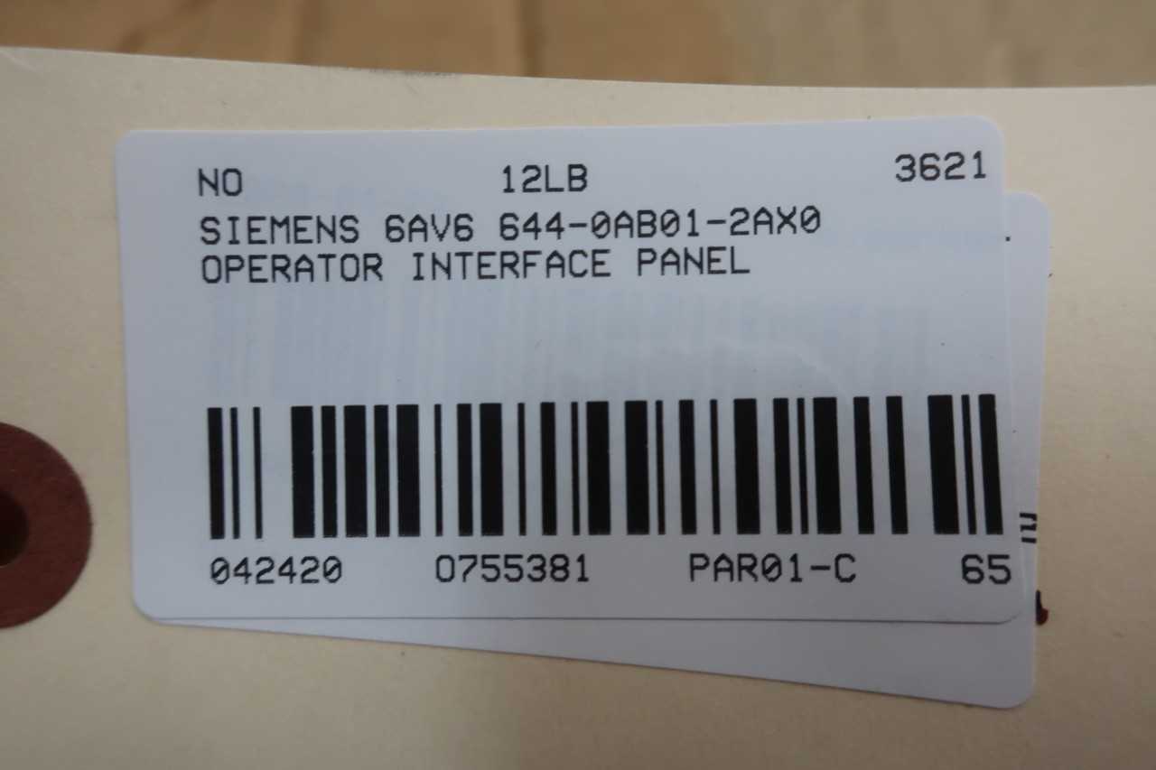SIEMENS 6AV6 644-0AB01-2AX0 OPERATOR INTERFACE PANEL - AUTOMATION & CONTROLS