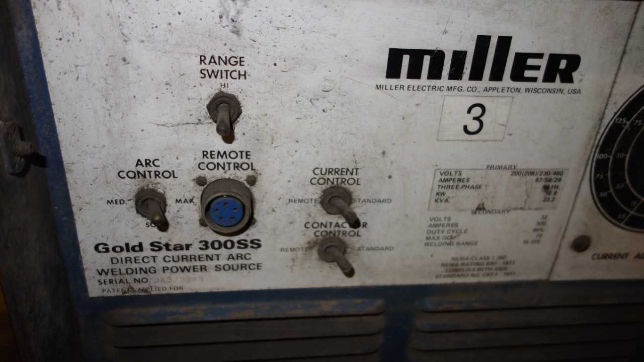 MILLER GOLD STAR 300SS DIRECT CURRENT ARC WELDER - WELDING EQUIPMENT