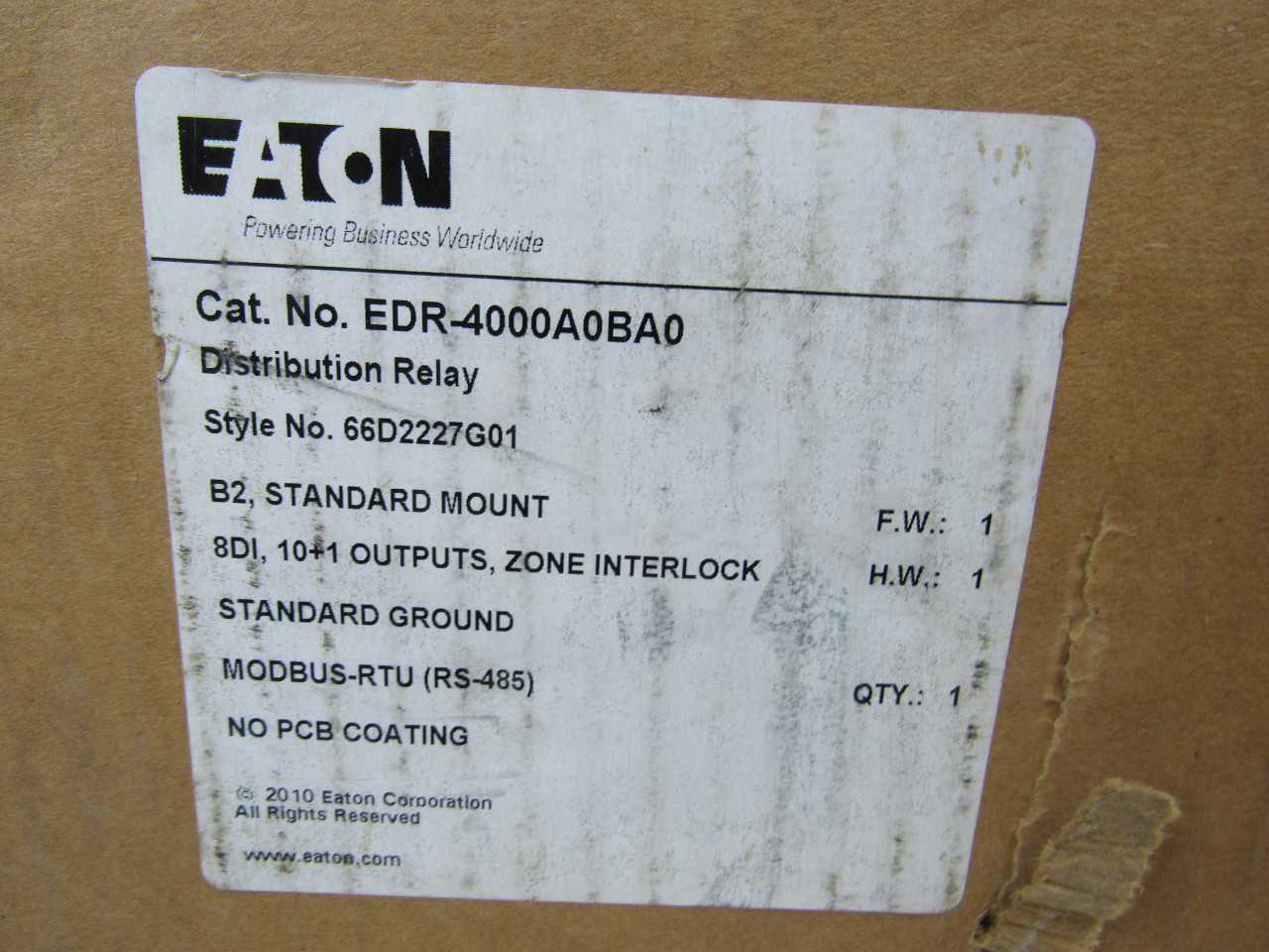 1x Eaton EDR-4000A0BA0 Power Relay Protective - ELECTRICAL COMPONENTS