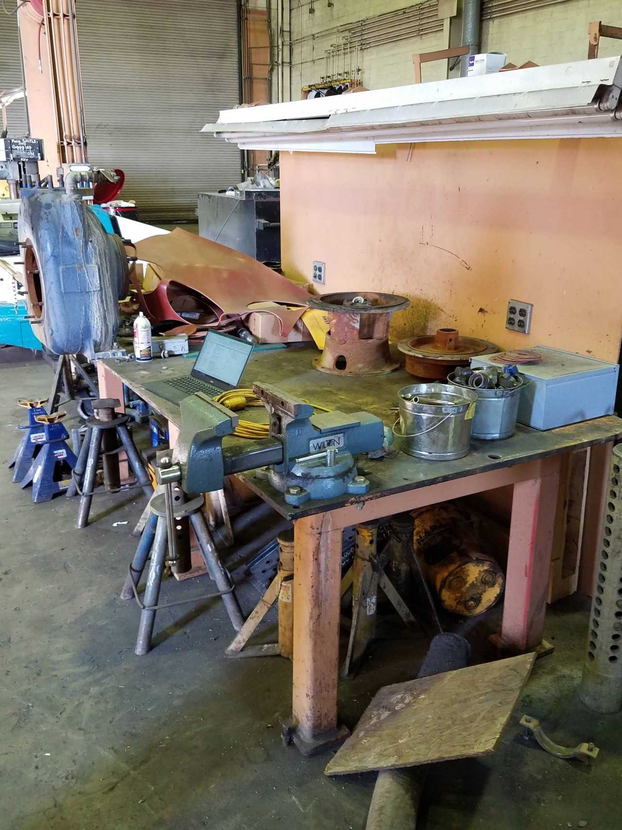 8' x 4' steel work bench with fluorescent lighting, without vise - LIGHTING