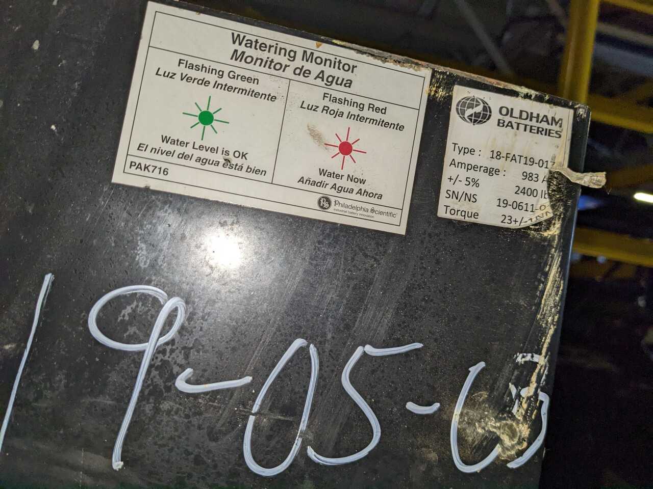OLDHAM 18-FAT19-017 36V FORKLIFT BATTERY - FORKLIFTS