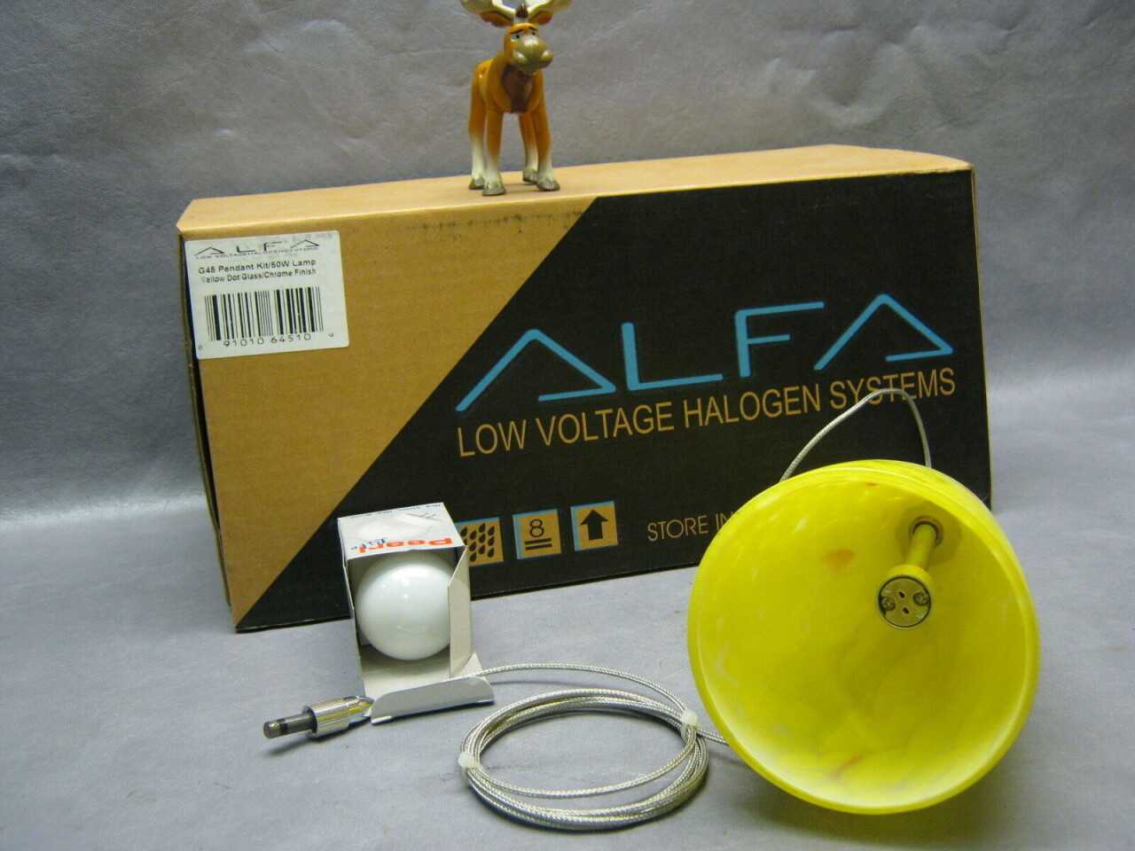 (45) Alfa Lighting G45 Quick Jack Pendant Kit w/60W Bulb Yellow Dot Glass 9-3/4" X 4" Alfa Lighting - LIGHTING