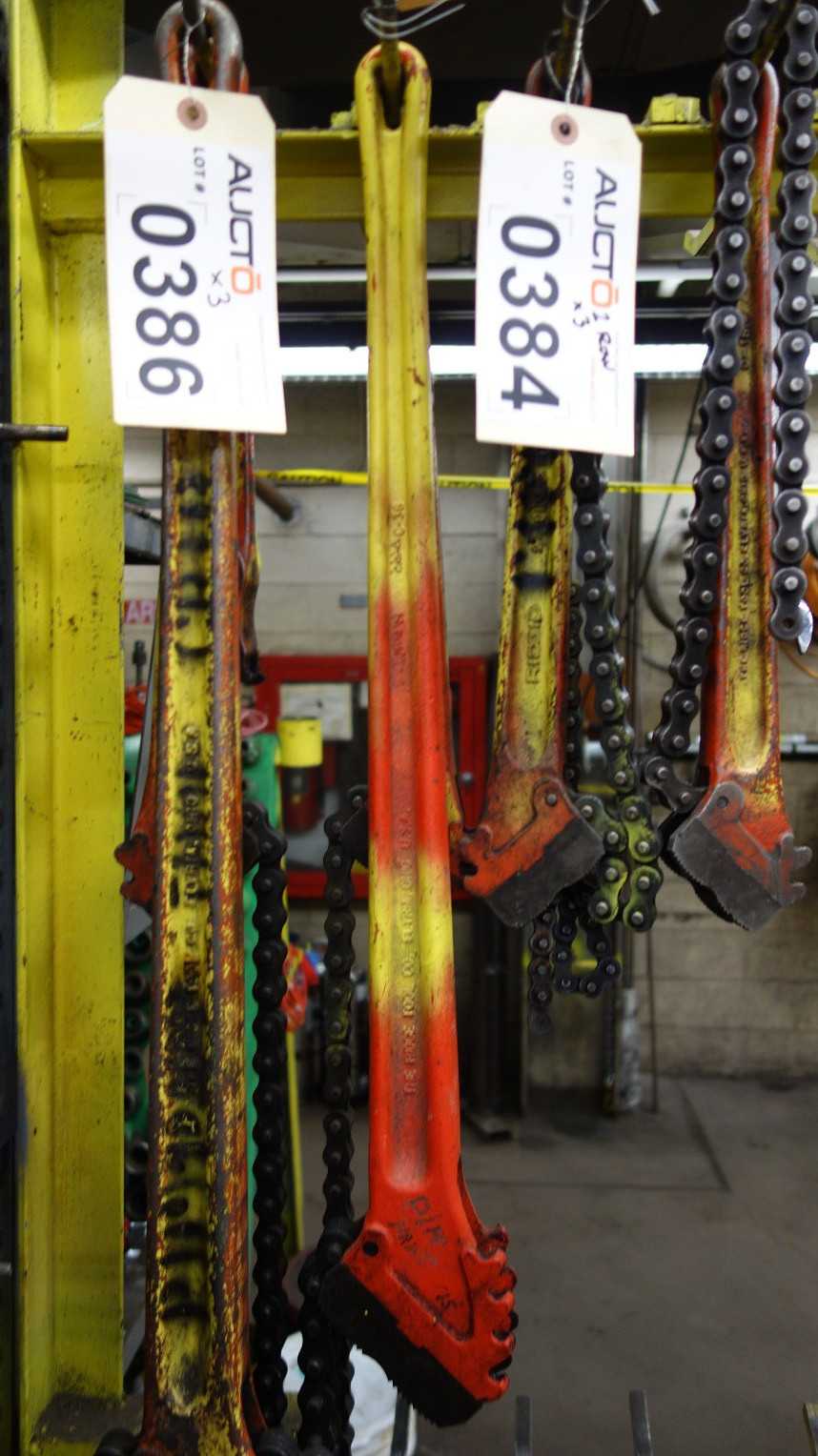 LOT OF 2 RIDGID CHAIN WRENHES 2-1/2 IN 4-1/2 IN - HAND TOOLS